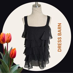 DRESS BARN POLKA DOT BLACK WHITE LAYERED TOP med